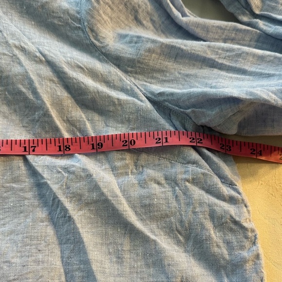 J Jill Love Linen Light Blue Lightweight Long Sleeve Button Down Top Size Large - Picture 8 of 10